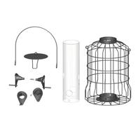 Wild Bird Feeder - 4 Port Weatherproof Food Safe Locking Holder | Hanging Seed Dispenser with Four Feeding Ports for Wild Birds, Gardens, Patios, Balconies & Outdoor Spaces