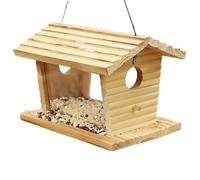 Wild Bird Feeders, Wooden Rustic House, Weatherproof Squirrel Proof Design, Outdoor Feeding Food Holder, for Wild Hummingbird Finch Sparrow Bluebird Yard Patio Balcony Park Tree Garden Wildlife
