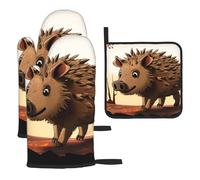 Wild Boar Animation - Juego de 3 guantes de horno resistentes al calor, almohadillas calientes extra gruesas, guantes de cocina largos extra gruesos para cocinar, hornear, asar regalos