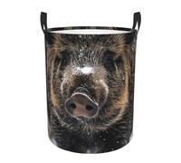 Wild Boar - Cesta redonda para la ropa sucia con asas, duradera y plegable, para dormitorio, juguetes y organización del hogar