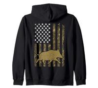 Wild Boar Hunter, Bandera de EE. UU., Temporada de Caza de jabalíes Sudadera con Capucha