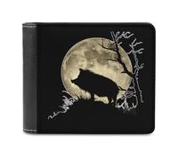 Wild Boar Hunting Hunter - Cartera plegable para hombre con tarjetero y monedero de piel