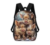 Wild Boar Piglets in Winter Scene Mochilas Impresas En 3D Para Niños 17inch Mochilas De Moda Informales Para El Día A Día, Bolsas De Viaje, Mochilas Informales Para Exteriores Para Niños Y Niñas
