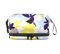 Wild Botanical and Flowers - Neceser de doble capa para mujeres y niñas, neceser de viaje, bolsa organizadora de maquillaje con compartimento para brochas, multicolor, 27x15x14 cm/10.6x5.9x5.5 in,
