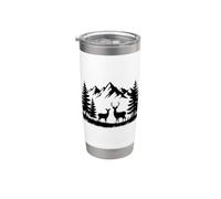 Wild Deer Landscape Mountain Sunset Nature Wilderness Design Vaso térmico de acero inoxidable de doble pared