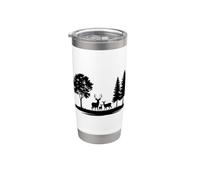 Wild Deer Landscape Mountain Sunset Nature Wilderness Design Vaso térmico de acero inoxidable de doble pared