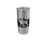 Wild Deer Landscape Mountain Sunset Nature Wilderness Design Vaso térmico de acero inoxidable de doble pared