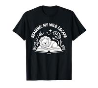 Wild Escape Reading Animal Lion Book Reader Kids Reading Camiseta