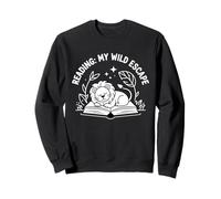 Wild Escape Reading Animal Lion Book Reader Kids Reading Sudadera