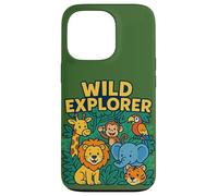 Wild Explorer Jungle Safari Animal Adventure para niños valientes Carcasa para iPhone 13 Pro