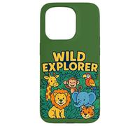 Wild Explorer Jungle Safari Animal Adventure para niños valientes Carcasa para iPhone 15 Pro