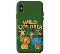 Wild Explorer Jungle Safari Animal Adventure para niños valientes Carcasa para iPhone X/XS