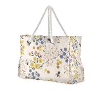 Wild Flower Honey Gold Happy Good Luck - Bolsa de mano de gran capacidad para mujer, con bolsillos laterales, a prueba de arena, ideal para viajes, piscina, natación, playa, vacaciones