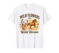 Wild Flowers and Wild Horses Western Watercolor Graphic Camiseta