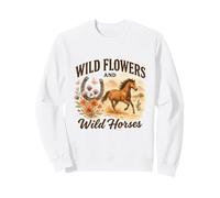 Wild Flowers and Wild Horses Western Watercolor Graphic Sudadera