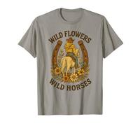 Wild Flowers - Arte retro western de Wild Horses para montar en vaquera Camiseta