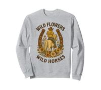 Wild Flowers - Arte retro western de Wild Horses para montar en vaquera Sudadera
