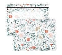 Wild Flowers - Bolsas blancas para lápices con 3 ojales reforzados, carpetas de bolsillo para papel A4, cartas, paquete de 2 suministros universitarios para estudiantes
