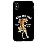 Wild & Free Enjoy Cool Brave Tokyo Japan Wild Tiger Graphic Carcasa para iPhone X/XS