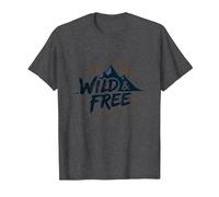 Wild & Free Mountain Adventure Noche Estrellada Camiseta, Hombre, Jaspeado Oscuro, XXL