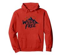 Wild & Free Mountain Adventure Noche Estrellada Sudadera con Capucha, Unisex para Adultos, Rojo, L