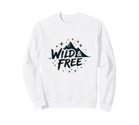 Wild & Free Mountain Adventure Noche Estrellada Sudadera, Unisex para Adultos, Blanco, XL