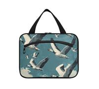 Wild Geese - Bolsa de viaje colgante azul para artículos de tocador con gancho, bolsa de maquillaje acolchada esencial de diseñador para mujer, imprescindible para mochileros, cartera para maquillaje
