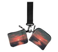 Wild Geese Sunset Lake - Tarjeteros para mujer, monedero, pequeño, desmontable, organizador de dinero con cremallera y bolsillo para monedas, 2 piezas