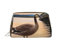 Wild Goose by the Bridge - Bolsa de maquillaje para mujer, bolsa de cosméticos de piel, organizador de maquillaje, impermeable, bolsa de maquillaje plana abierta, bolsa de almacenamiento portátil para