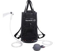 WILD HEART Ducha para Acampar - Ducha Portátil de 22 L para Acampar con Bomba de pie a Presión y Manguera - Mochila con Bolsa de Ducha Solar para Acampar, Viajes por Carretera y Aire Libre (Negro)