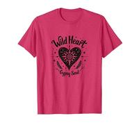 Wild Heart Gypsy Soul Bohemian Spirit Celestial Camiseta, Hombre, Rojo Jaspeado, L