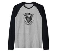 Wild Heart Gypsy Soul Bohemian Spirit Celestial Camiseta Manga Raglan, Hombre, Jaspeado Negro/Atlético, S