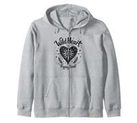 Wild Heart Gypsy Soul Bohemian Spirit Celestial Sudadera con Capucha, Unisex para Adultos, Gris Jaspeado, L