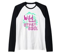 Wild Heart Gypsy Soul Boho Montaña Naturaleza Diseño Camiseta Manga Raglan