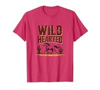 Wild Hearted Cowgirls Western Spirit Rústico Desierto Caballo Camiseta, Hombre, Rojo Jaspeado, S