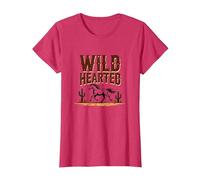 Wild Hearted Cowgirls Western Spirit Rústico Desierto Caballo Camiseta, Mujer, Rojo Jaspeado, 3XL