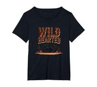 Wild Hearted Cowgirls Western Spirit Rústico Desierto Caballo Camiseta, Mujer Tallas Grandes, Negro, 1XL Grande