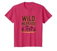 Wild Hearted Cowgirls Western Spirit Rústico Desierto Caballo Camiseta, Niños, Rojo Jaspeado, 12 años