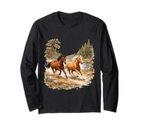 Wild Horse Vintage Western Graphic Montando a Caballo en la Naturaleza Manga Larga