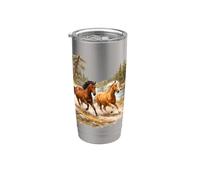Wild Horse Vintage Western Graphic Montando a caballo en la naturaleza Vaso térmico de acero inoxidable de doble pared