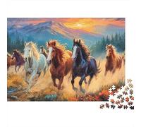 Wild Horses Sturdy Cardboard DIY Steed Pair Artee Jigsaw Puzzle for Adults Kids Logic Skill Training for Christmas Anniversary Puzzle Fans 70x50cm/1000pcs