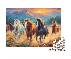 Wild Horses Sturdy Cardboard DIY Steed Pair Artee Jigsaw Puzzle for Adults Kids Logic Skill Training for Christmas Anniversary Puzzle Fans 70x50cm/1000pcs
