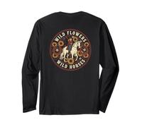 Wild Horses Wildflowers Cowgirl Country Western Rodeos Manga Larga