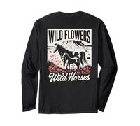Wild Horses Wildflowers Cowgirl Country Western Rodeos Manga Larga