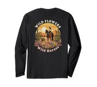 Wild Horses Wildflowers Cowgirl Country Western Rodeos Manga Larga