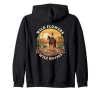 Wild Horses Wildflowers Cowgirl Country Western Rodeos Sudadera con Capucha