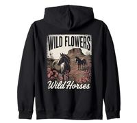 Wild Horses Wildflowers Cowgirl Country Western Rodeos Sudadera con Capucha