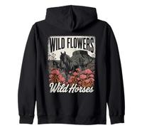 Wild Horses Wildflowers Cowgirl Country Western Rodeos Sudadera con Capucha