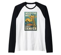 Wild in the Mile Camisa Denver Giraffe 5280 Skyline Sunset Camiseta Manga Raglan