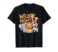 Wild Jungle Corazón Lindo Animales Safari Niños Camiseta